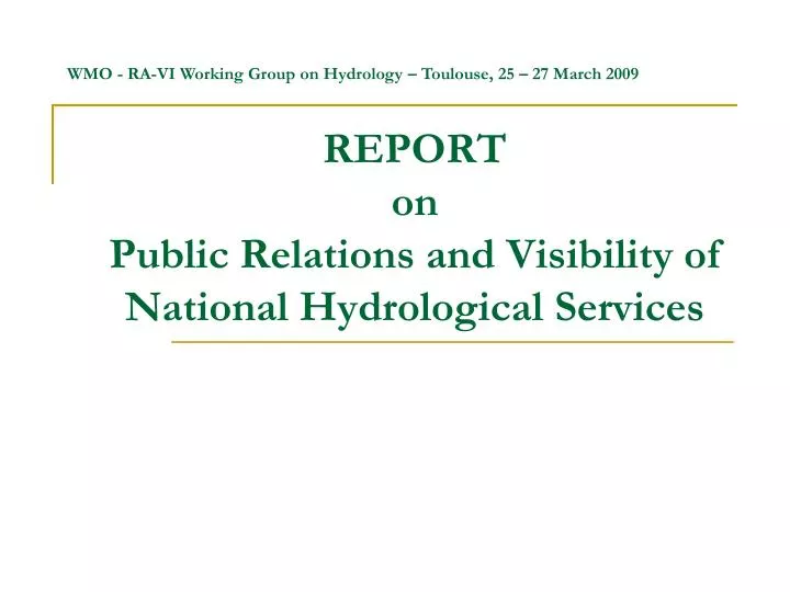 report on public relations and visibility of national hydrological services