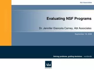 Evaluating NSF Programs