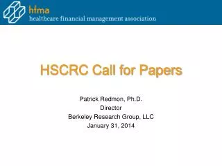 HSCRC Call for Papers