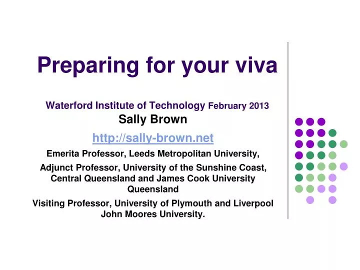 preparing for your viva waterford institute of technology february 2013
