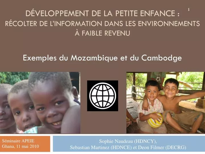 d veloppement de la petite enfance r colter de l information dans les environnements faible revenu