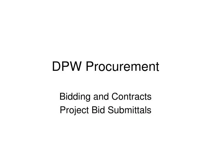 dpw procurement