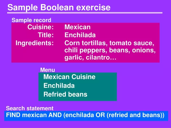 sample boolean exercise