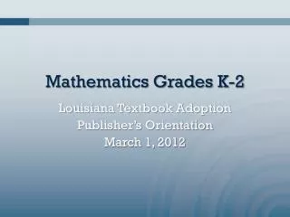 Mathematics Grades K-2