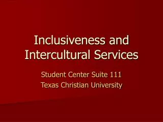 Inclusiveness and Intercultural Services