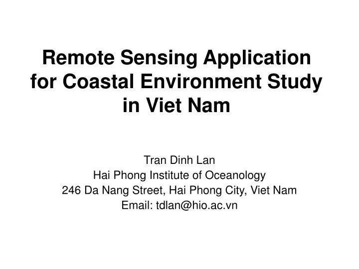 remote sensing application for coastal environment study in viet nam