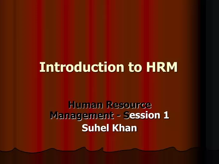 introduction to hrm
