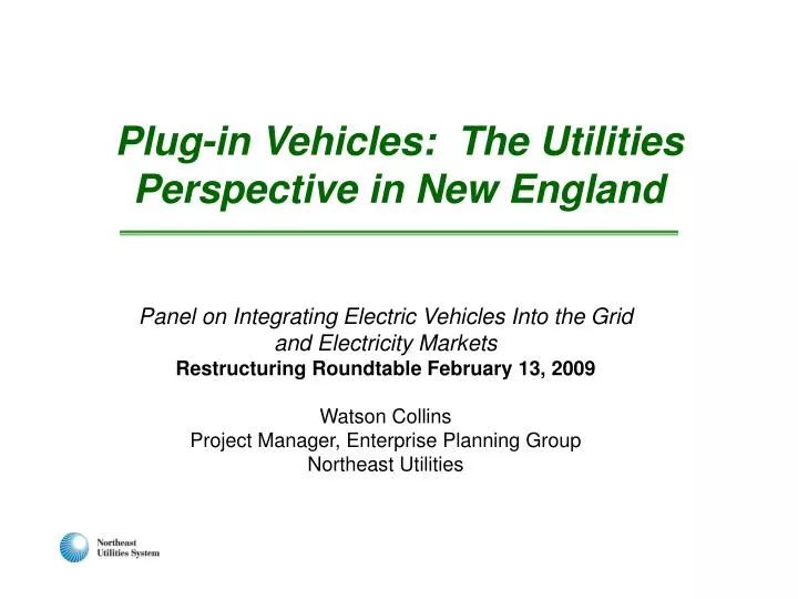 plug in vehicles the utilities perspective in new england