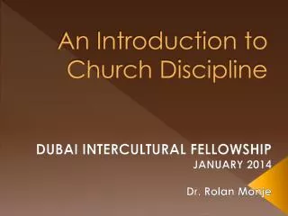 An Introduction to Church Discipline