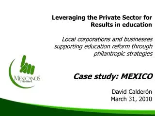 Leveraging the Private Sector for Results in education