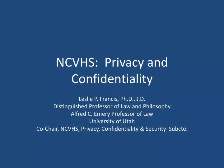 ncvhs privacy and confidentiality