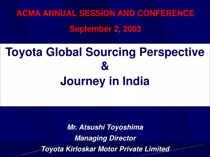 toyota global sourcing perspective journey in india