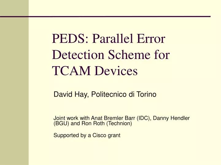 peds parallel error detection scheme for tcam devices