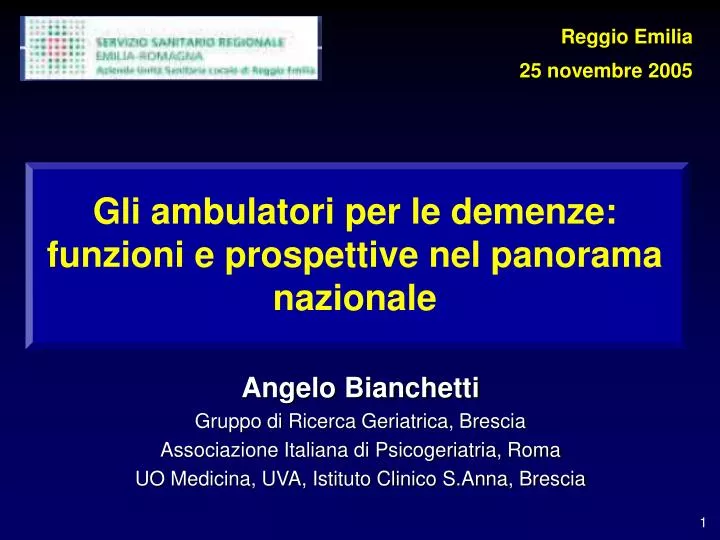 gli ambulatori per le demenze funzioni e prospettive nel panorama nazionale