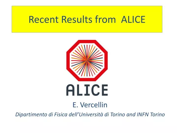 recent results from alice