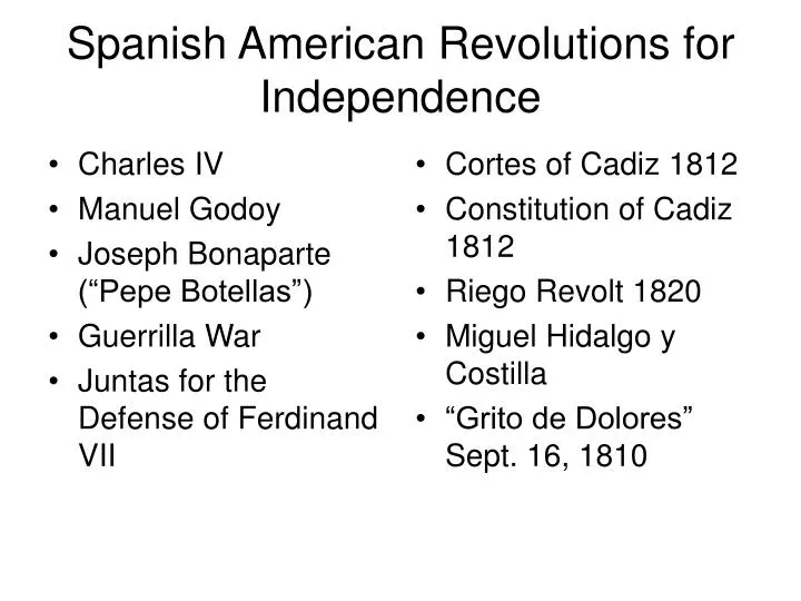 spanish american revolutions for independence