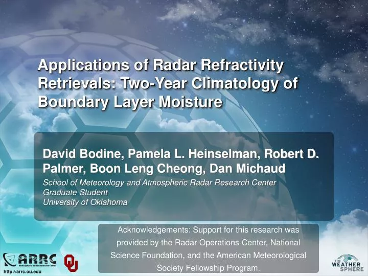 applications of radar refractivity retrievals two year climatology of boundary layer moisture