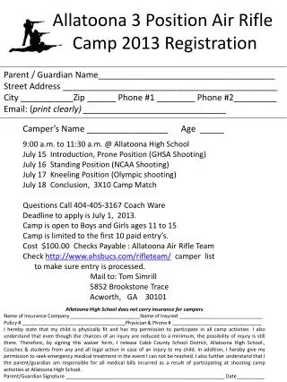 Allatoona 3 Position Air Rifle Camp 2013 Registration