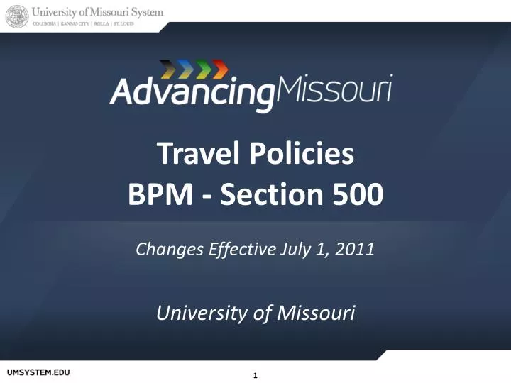 travel policies bpm section 500