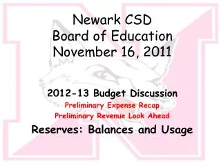 Newark CSD Board of Education November 16, 2011