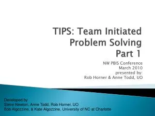 TIPS: Team Initiated Problem Solving Part 1