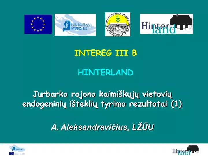 jurbarko rajono kaimi k j vietovi endogenini i tekli tyrimo rezultatai 1 a aleksandravi ius l u