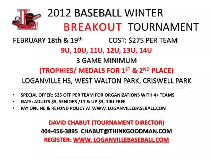 2012 baseball winter breakout tournament