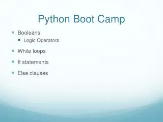 Python Boot Camp