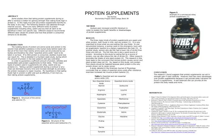 protein supplements alex norman biochemistry program beloit college beloit wi