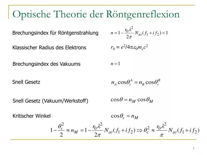 optische theorie der r ntgenreflexion