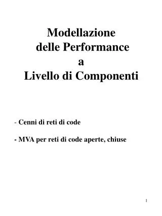 modellazione delle performance a livello di componenti
