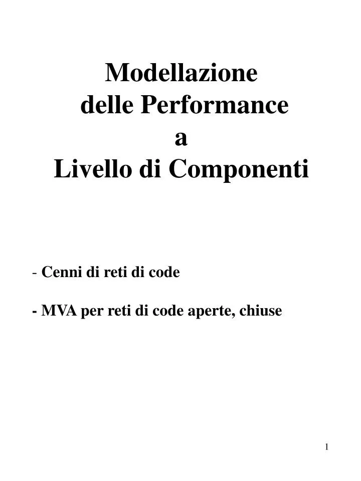 modellazione delle performance a livello di componenti