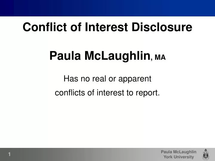 conflict of interest disclosure paula mclaughlin ma
