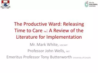 The Productive Ward: Releasing Time to Care TM : A Review of the Literature for Implementation