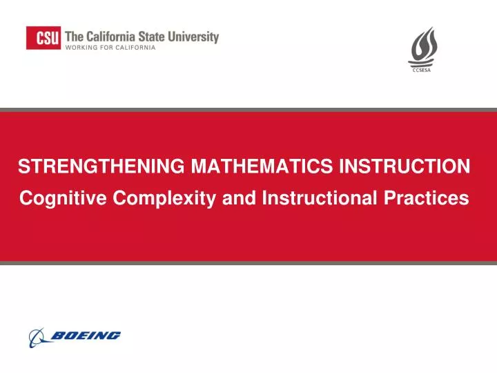 strengthening mathematics instruction cognitive complexity and instructional practices