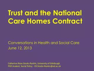 Trust and the National Care Homes Contract