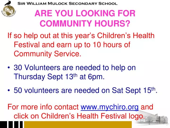 are you looking for community hours