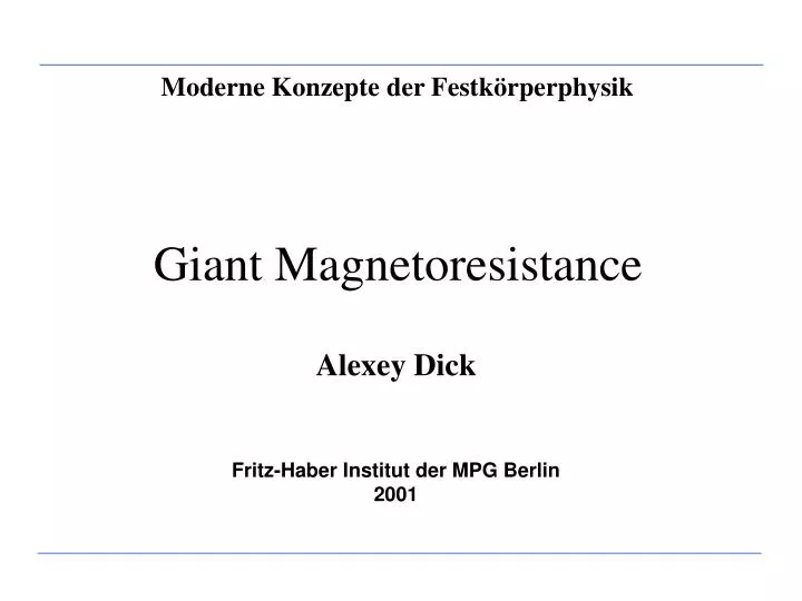 giant magnetoresistance