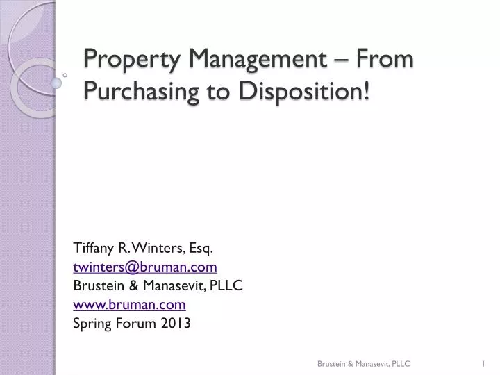 property management from purchasing to disposition