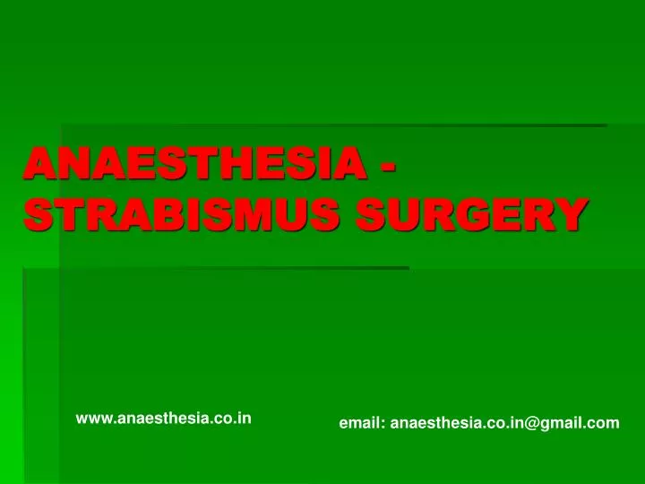 anaesthesia strabismus surgery