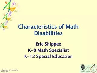 Characteristics of Math Disabilities