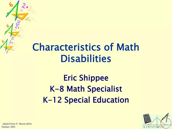 characteristics of math disabilities