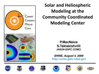 Solar and Heliospheric Modeling at the Community Coordinated Modeling Center