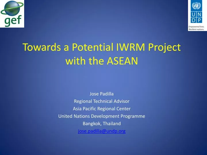 towards a potential iwrm project with the asean