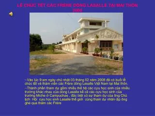 l ch c t t c c fr re d ng lasalle t i mai th n 2008