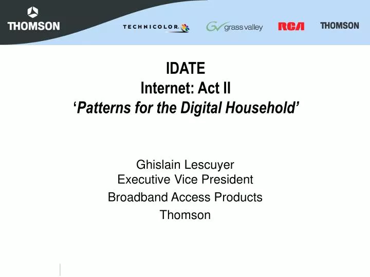 idate internet act ii patterns for the digital household