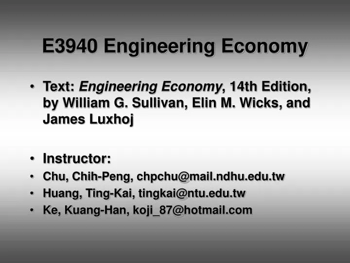 e3940 engineering economy