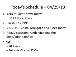 today s schedule 04 29 13