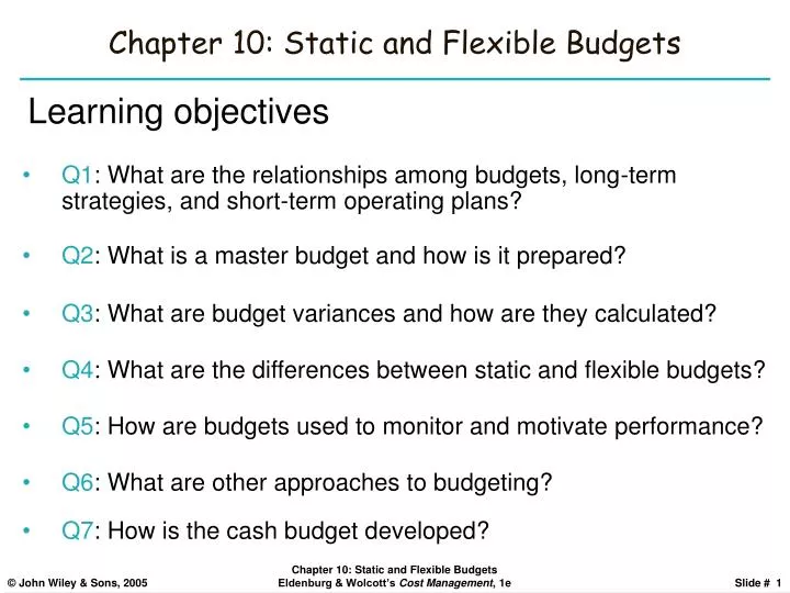 chapter 10 static and flexible budgets