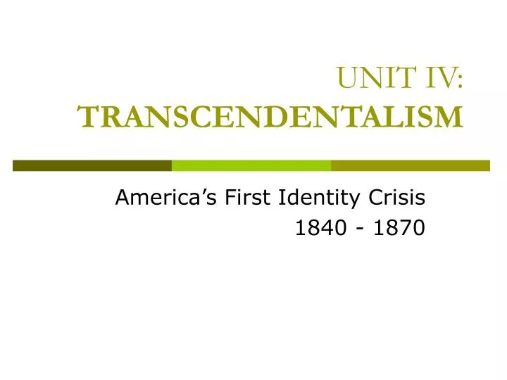 unit iv transcendentalism